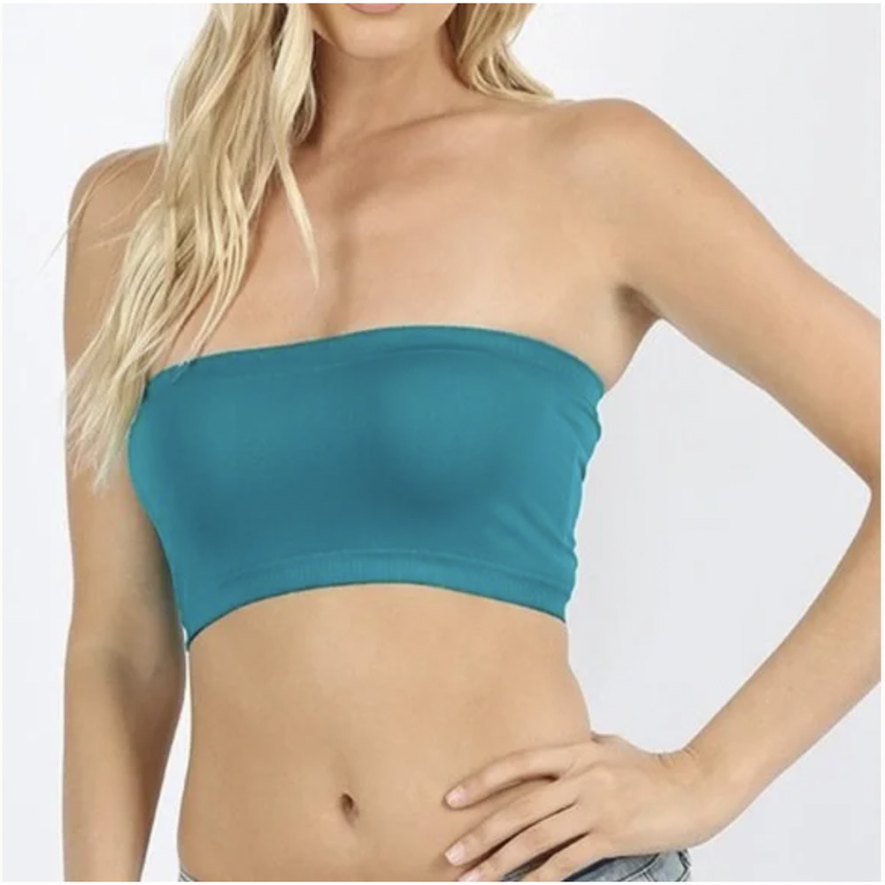 NWOT COLOR STORY Teal Turquoise Bandeau Tube Top Size M/L Boho Bright Summer